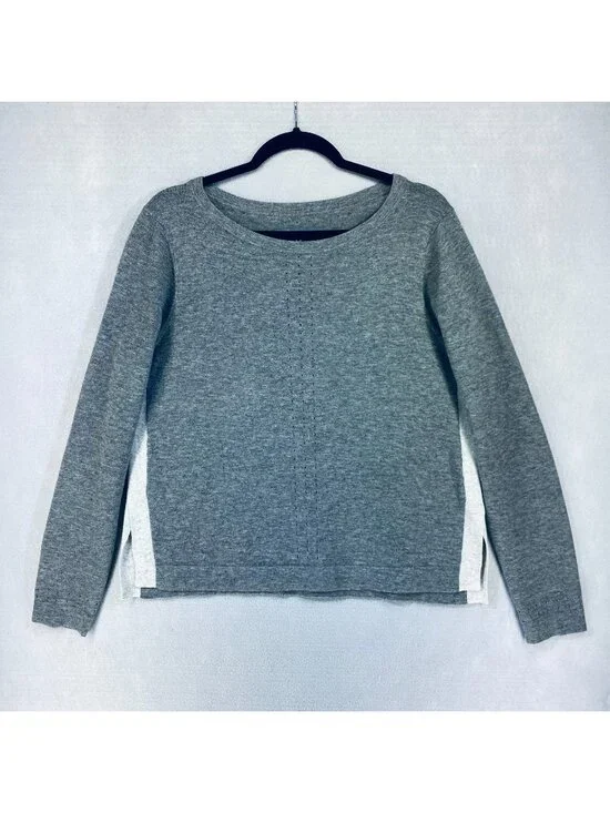 Title Nine Sweater Womens M Gray Merino Wool Blend Pullover Casual Knitwear - Picture 1 of 11